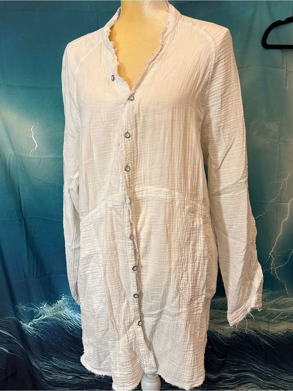 We The Free Cream Gauze Button-Front Top